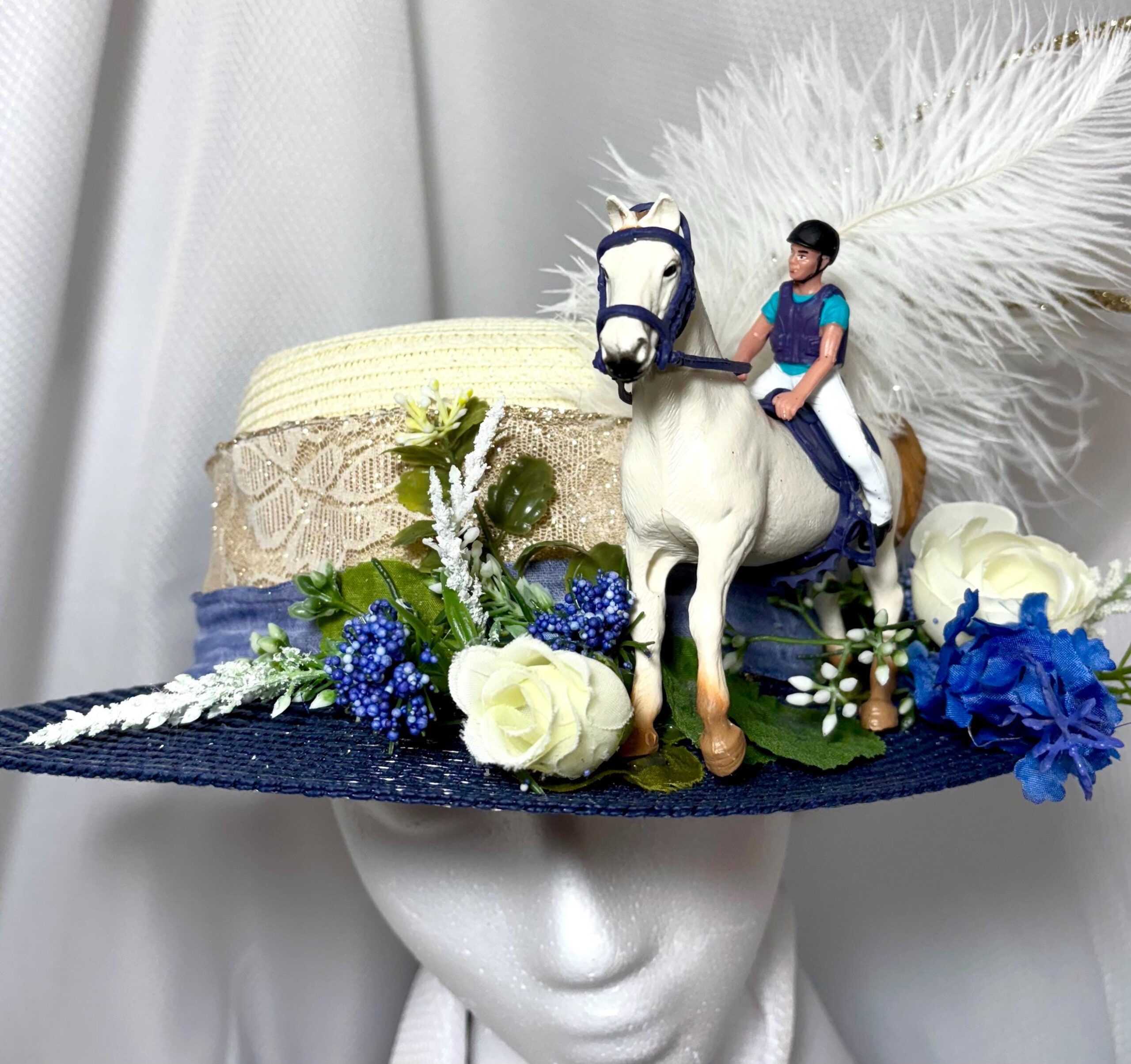 1960\'s vintage classic Cream and blue flower hat! Kentucky Derby ready The vintage vibe $625 perfect for Derby Day, a stunning  main image 4